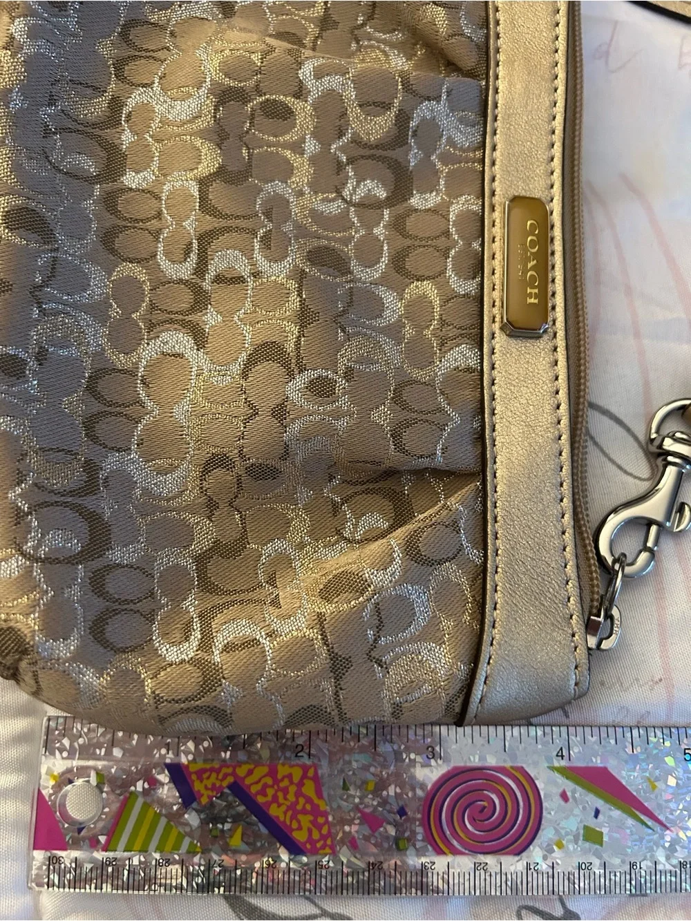 Coach Metallic Gold Signature Wristlet - Gold